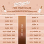 senjyuan.onlineplexion Bundle face set shade guide comparing Pretty Fresh tinted moisturizer to tinted foundation balm, mapping dark and deep dark tones, e.g., Dark 17N→Dark 17 through Deep Dark 24N→Deep Dark 24 on a peach chart.