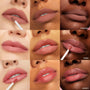 OG Babes Ultra Blotted Lip swatches blur onto lips in a 3x3 grid, with doe-foot applicators applying color; shades Starling, Zuma, and Doozy show a soft matte, diffused nude-pink finish across multiple skin tones - ColourPop Ultra Blotted Lip.