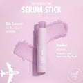 A-List Babe youth-boosting serum stick gliding open on a pastel pink smear, showing a twist-up solid serum; targeted for fine lines and wrinkles with retinyl; a travel-friendly ColourPop Serum Stick by Fourth Ray Beauty on a soft pink backdrop.