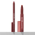 Pucker Up ColourPop Lippie Stix + Pencil Set stands upright with caps off, revealing a creamy lipstick bullet and matching precision lip pencil in deep rosy mauve, with rose-tinted caps beside them on a white background.