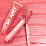 ColourPop So Juicy Plumping Lip Liner with Peptides in Slay sits uncapped beside a matching So Juicy gloss on a glossy pink swirled background, emphasizing peptide-powered plumping and a peppermint tingle for smoother, juicy lips.