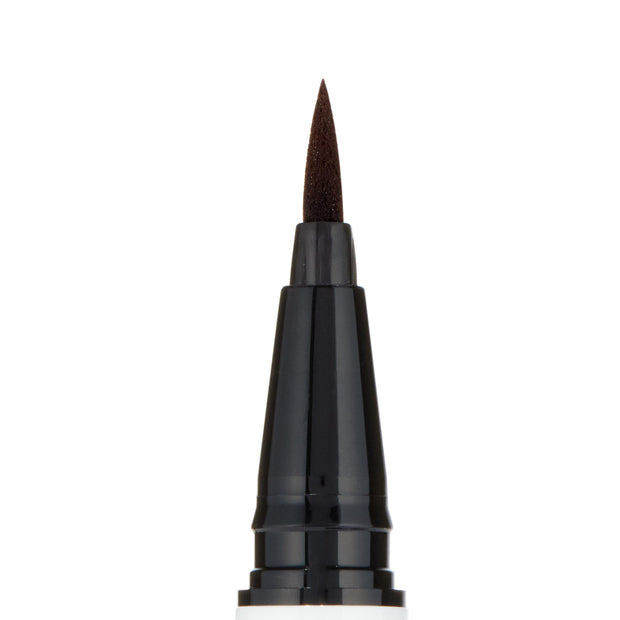ColourPop BFF Liquid Liner in Grande, felt‑tip applicator showing a sharp fine point for precise winged lines, captured in a clean macro close-up on a white background.