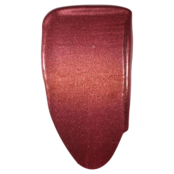 Wine n' Dine ColourPop Liquid Blush swatch spreads in a single glossy swipe, revealing a shimmery berry-wine to rose gradient with fine micro-sparkle and a satin sheen on a clean white background.