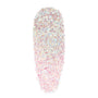 ColourPop Glitter Gel So Cute swatch sparkling with dense iridescent hex and microglitter in a clear pink-lavender gel, shown as a single smooth swipe on a white background to show texture and payoff.