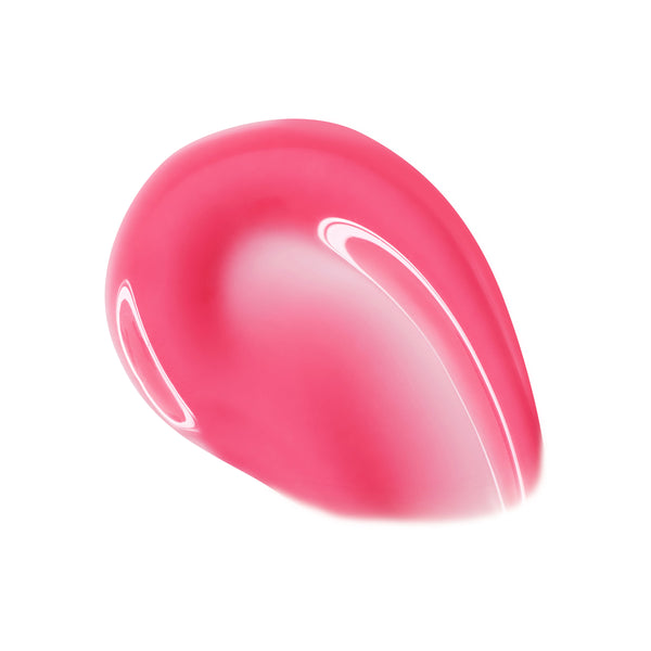 ColourPop So Juicy Plumping Glossy Lip Oil in Trending Now forms a vivid hot pink swatch, catching light with a high-shine, cushiony finish on a clean white background.