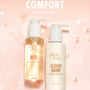 Fourth Ray Beauty Cloud Bank Milky Cleanser (5.8 fl oz) pump bottle stands beside BFD Cleansing Oil (4.15 fl oz) on a pink, foamy backdrop, showcasing a comforting cleansing duo; gentle ColourPop Face Cleanser for daily use.