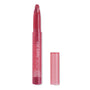 Songbird ColourPop Lippie Stix twists up to reveal a rosy pink, slanted lipstick bullet, displayed in a translucent pink tube with the cap off beside it on a white background.